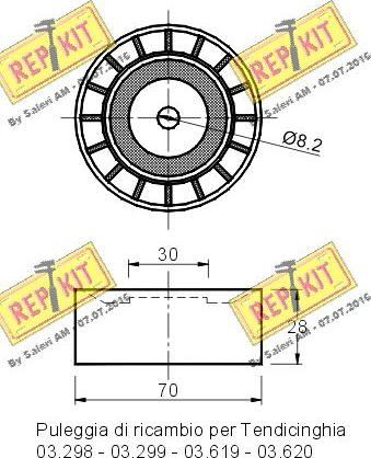 REPKIT RKT1229 - Паразитний / провідний ролик, поліклиновий ремінь autocars.com.ua