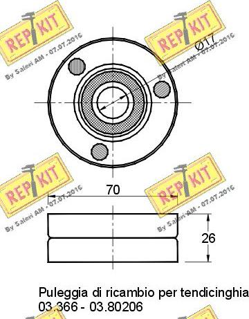 REPKIT RKT1373 - Паразитний / провідний ролик, поліклиновий ремінь autocars.com.ua