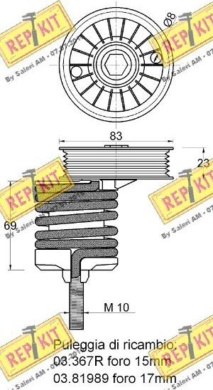 REPKIT RKT1374 - Натягувач ременя, клинові зуб. autocars.com.ua