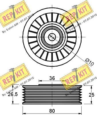 REPKIT RKT1455 - Паразитний / провідний ролик, поліклиновий ремінь autocars.com.ua