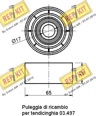 REPKIT RKT1506 - Паразитний / Провідний ролик, зубчастий ремінь autocars.com.ua