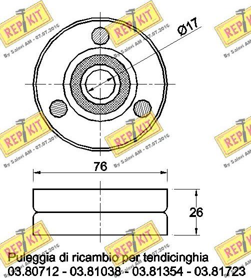 REPKIT RKT1559 - Паразитний / провідний ролик, поліклиновий ремінь autocars.com.ua