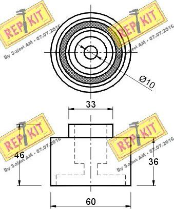 REPKIT RKT1600 - Паразитний / Провідний ролик, зубчастий ремінь autocars.com.ua