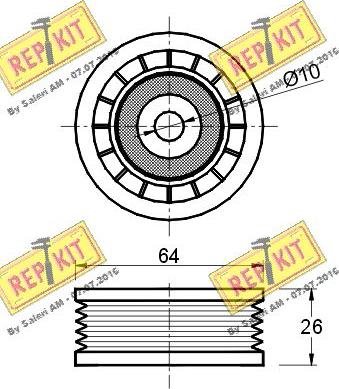 REPKIT RKT1611 - Паразитний / провідний ролик, поліклиновий ремінь autocars.com.ua