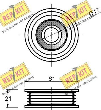 REPKIT RKT1658 - Паразитний / провідний ролик, поліклиновий ремінь autocars.com.ua