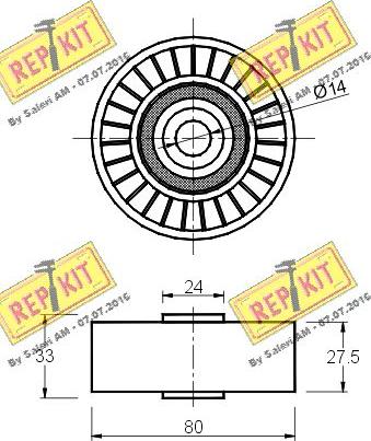 REPKIT RKT1738 - Паразитний / провідний ролик, поліклиновий ремінь autocars.com.ua