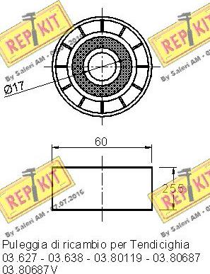 REPKIT RKT1828 - Паразитний / провідний ролик, поліклиновий ремінь autocars.com.ua