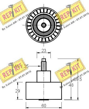 REPKIT RKT1833 - Паразитний / Провідний ролик, зубчастий ремінь autocars.com.ua