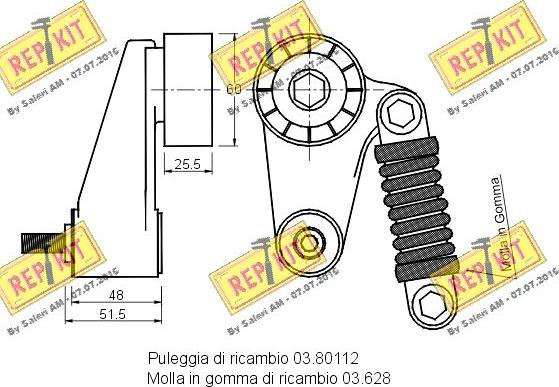 REPKIT RKT1835 - Натягувач ременя, клинові зуб. autocars.com.ua