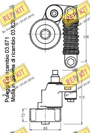 REPKIT RKT1836 - Натягувач ременя, клинові зуб. autocars.com.ua