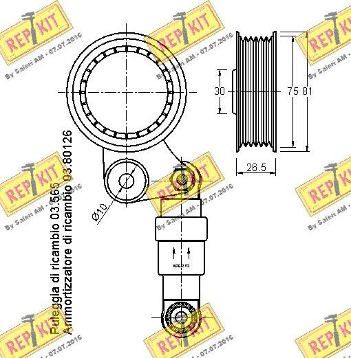 REPKIT RKT1853 - Натягувач ременя, клинові зуб. autocars.com.ua