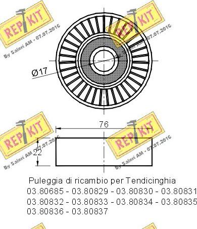 REPKIT RKT1899 - Паразитний / провідний ролик, поліклиновий ремінь autocars.com.ua