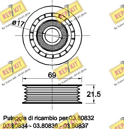 REPKIT RKT1900 - Направляющий ролик, поликлиновый ремень autodnr.net