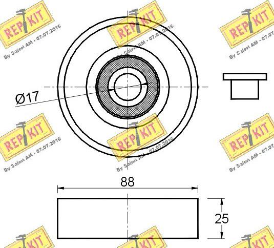 REPKIT RKT1901 - Паразитний / провідний ролик, поліклиновий ремінь autocars.com.ua