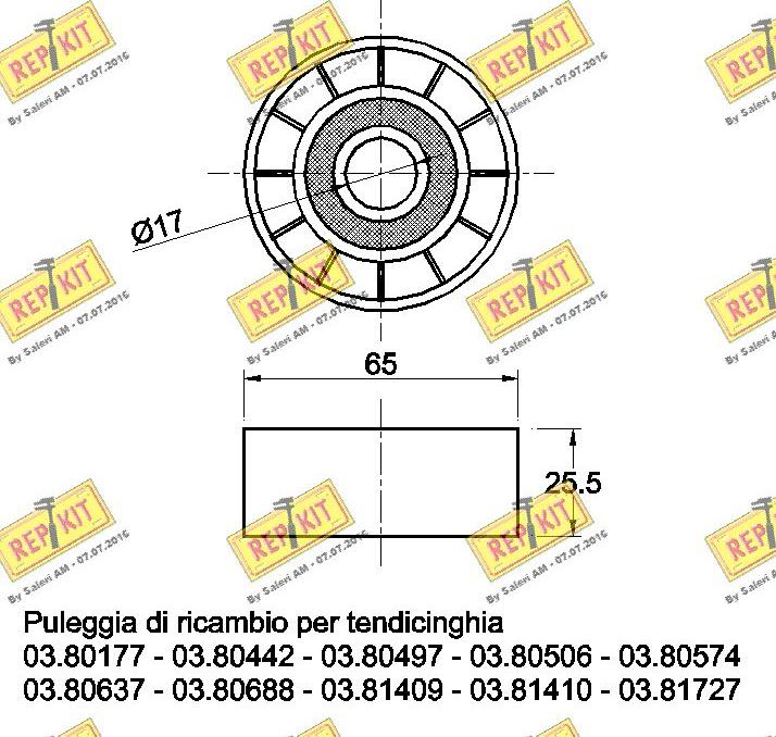 REPKIT RKT1971 - Паразитний / провідний ролик, поліклиновий ремінь autocars.com.ua