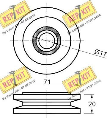 REPKIT RKT2018 - Паразитний / провідний ролик, поліклиновий ремінь autocars.com.ua