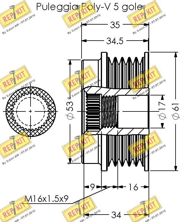 REPKIT RKT2061 - Ремінний шків, генератор autocars.com.ua