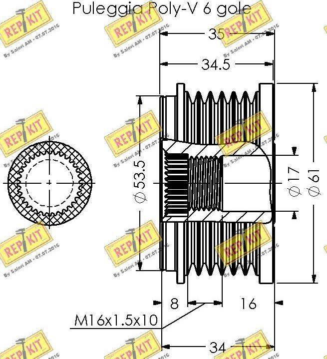 REPKIT RKT2068 - Ремінний шків, генератор autocars.com.ua