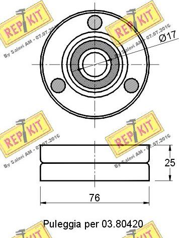 REPKIT RKT2123 - Паразитний / провідний ролик, поліклиновий ремінь autocars.com.ua