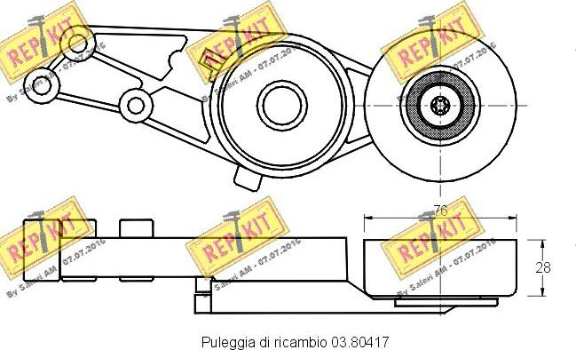 REPKIT RKT2132 - Натягувач ременя, клинові зуб. autocars.com.ua