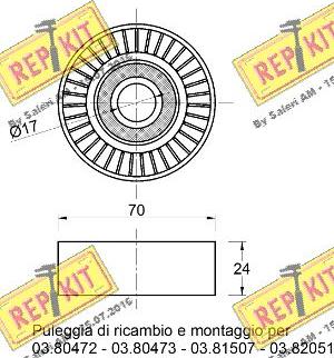 REPKIT RKT2190 - Паразитний / провідний ролик, поліклиновий ремінь autocars.com.ua