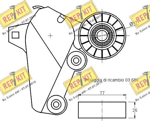 REPKIT RKT2195 - Натягувач ременя, клинові зуб. autocars.com.ua