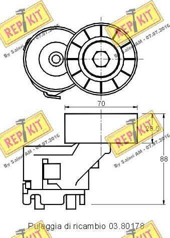 REPKIT RKT2252 - Натягувач ременя, клинові зуб. autocars.com.ua