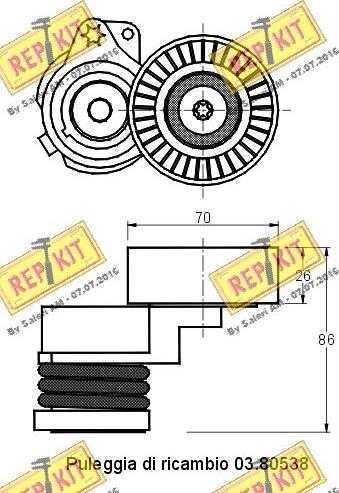 REPKIT RKT2253 - Натягувач ременя, клинові зуб. autocars.com.ua