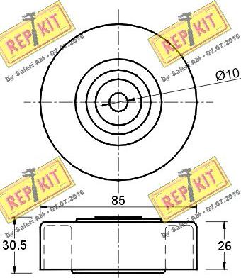 REPKIT RKT2257 - Паразитний / провідний ролик, поліклиновий ремінь autocars.com.ua