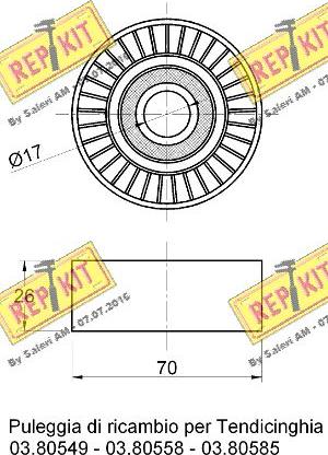 REPKIT RKT2283 - Паразитний / провідний ролик, поліклиновий ремінь autocars.com.ua