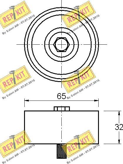 REPKIT RKT2334 - Паразитний / провідний ролик, поліклиновий ремінь autocars.com.ua