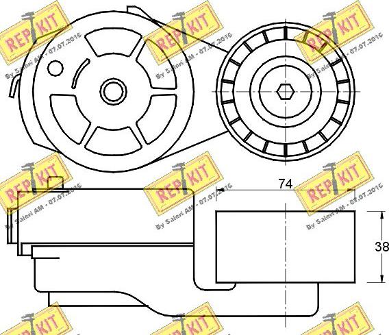 REPKIT RKT2338 - Натягувач ременя, клинові зуб. autocars.com.ua