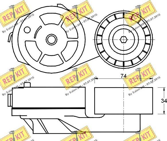 REPKIT RKT2341 - Натягувач ременя, клинові зуб. autocars.com.ua