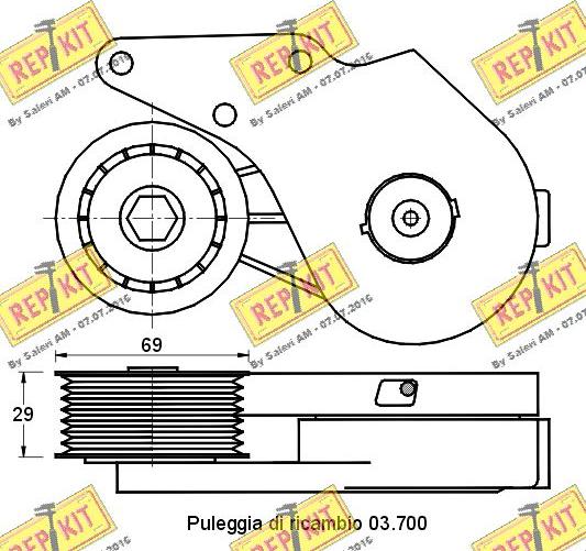 REPKIT RKT2383 - Натягувач ременя, клинові зуб. autocars.com.ua