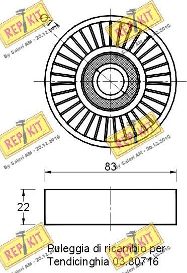 REPKIT RKT2433 - Паразитний / провідний ролик, поліклиновий ремінь autocars.com.ua
