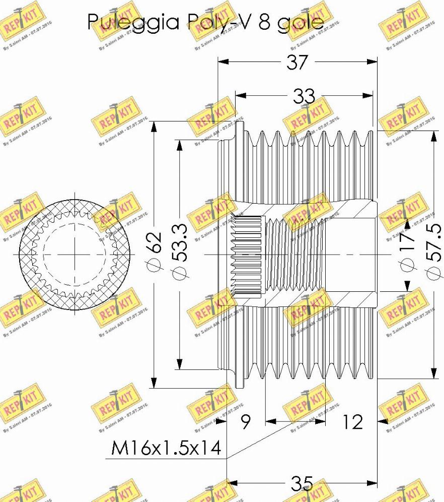 REPKIT RKT2462 - Ремінний шків, генератор autocars.com.ua