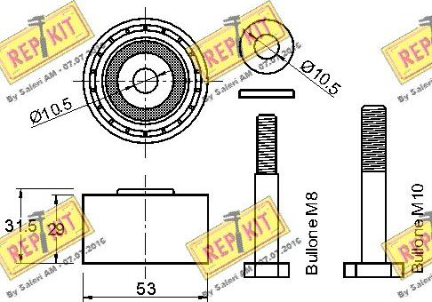 REPKIT RKT2466 - Паразитний / Провідний ролик, зубчастий ремінь autocars.com.ua