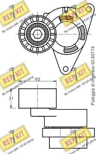 REPKIT RKT2494 - Натягувач ременя, клинові зуб. autocars.com.ua