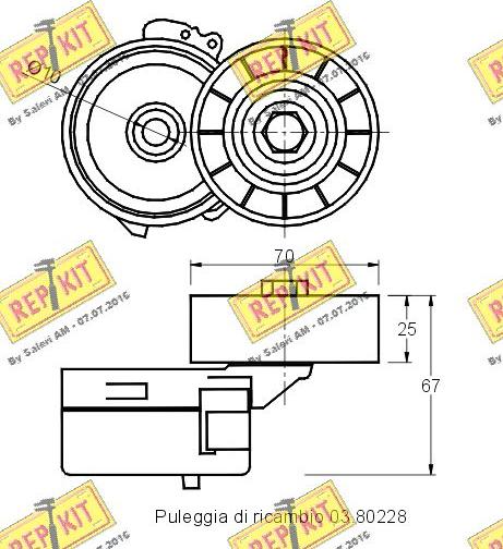 REPKIT RKT2507 - Натягувач ременя, клинові зуб. autocars.com.ua