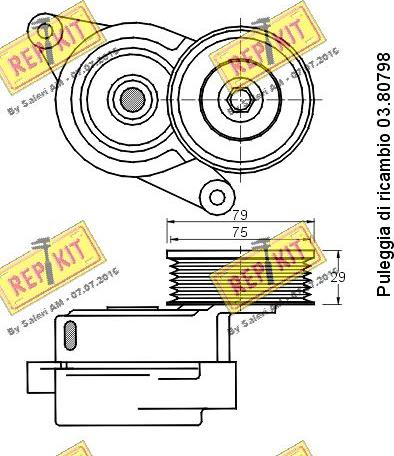 REPKIT RKT2513 - Натягувач ременя, клинові зуб. autocars.com.ua