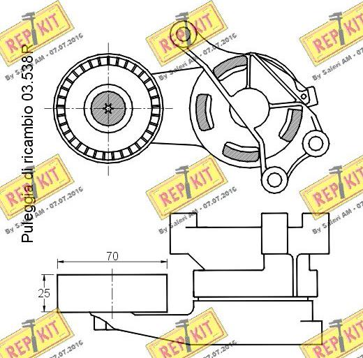 REPKIT RKT2633 - Натягувач ременя, клинові зуб. autocars.com.ua