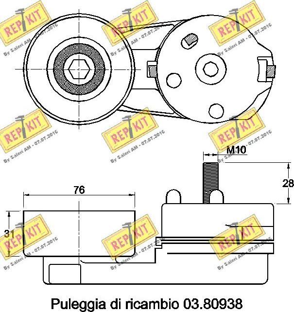 REPKIT RKT2653 - Натягувач ременя, клинові зуб. autocars.com.ua