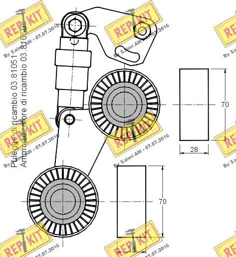 REPKIT RKT2728 - Натягувач ременя, клинові зуб. autocars.com.ua