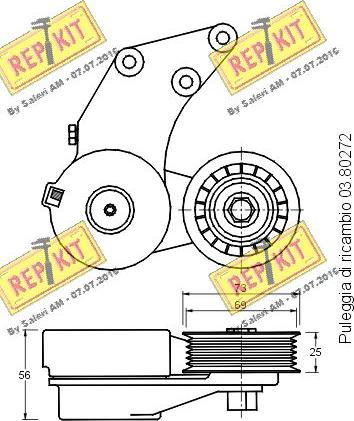 REPKIT RKT2734 - Натягувач ременя, клинові зуб. autocars.com.ua