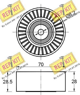 REPKIT RKT2844 - Паразитний / провідний ролик, поліклиновий ремінь autocars.com.ua