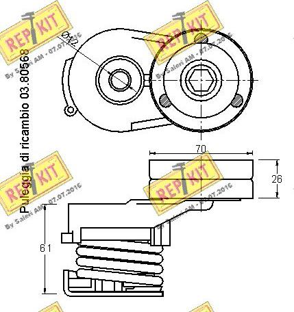 REPKIT RKT3016 - Натягувач ременя, клинові зуб. autocars.com.ua