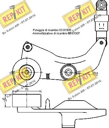 REPKIT RKT3021 - Натягувач ременя, клинові зуб. autocars.com.ua