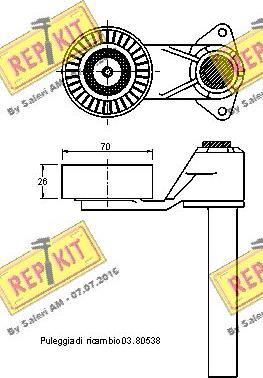 REPKIT RKT3030 - Натягувач ременя, клинові зуб. autocars.com.ua