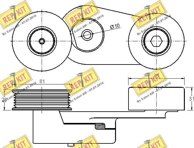 REPKIT RKT3035 - Натягувач ременя, клинові зуб. autocars.com.ua