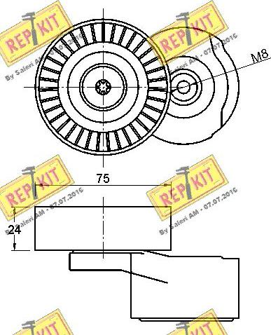 REPKIT RKT3075 - Натягувач ременя, клинові зуб. autocars.com.ua